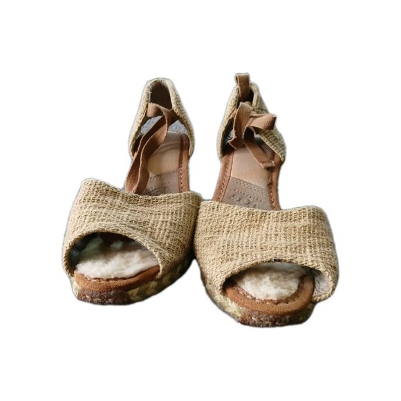 UGG Ankle Strap Wedge Espadrille Jute Platform Sandals Open Toe Womens 9 Boho - Picture 2 of 7